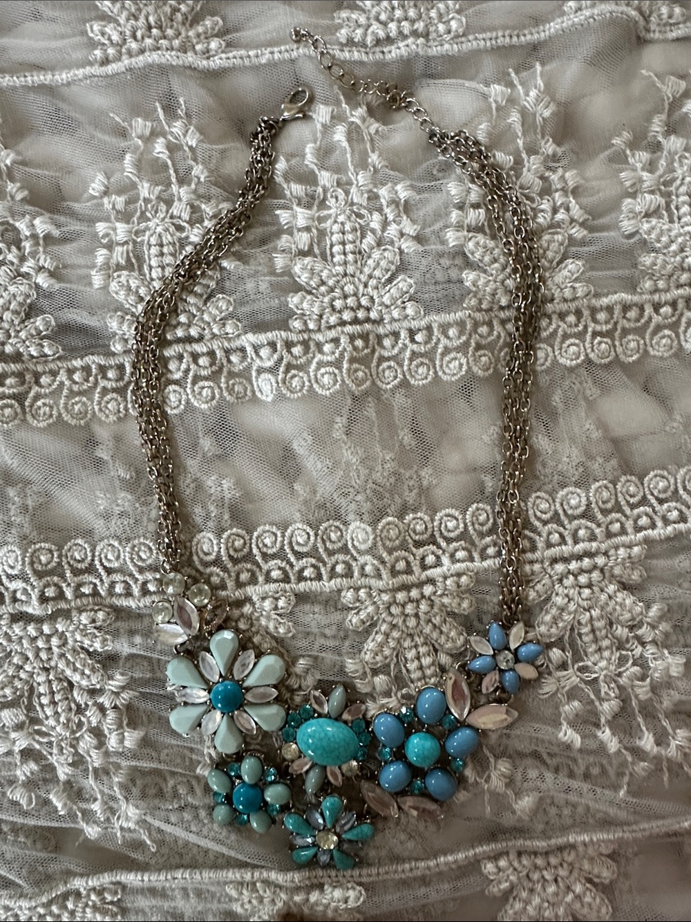 Statement Turquoise Floral Bib Necklace - Women Jewelry